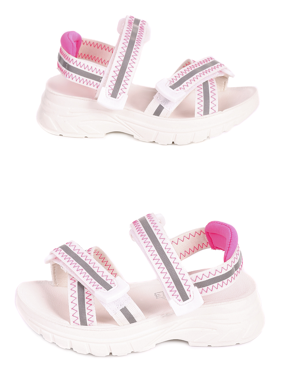 Ежедневни детски сандали в бяло и розово 17F-20316 peach