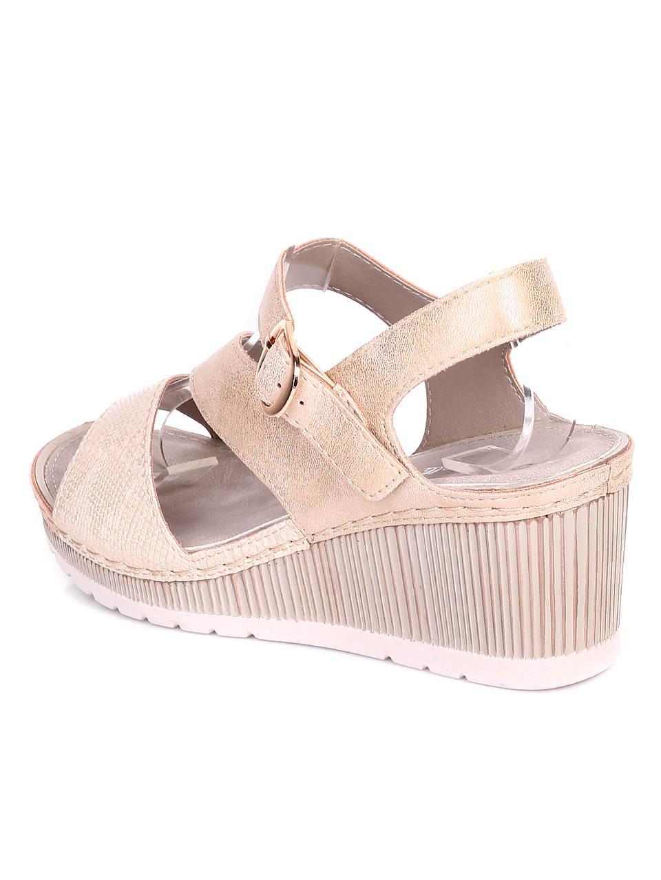 Ежедневни дамски сандали на платформа  4C-20155 beige