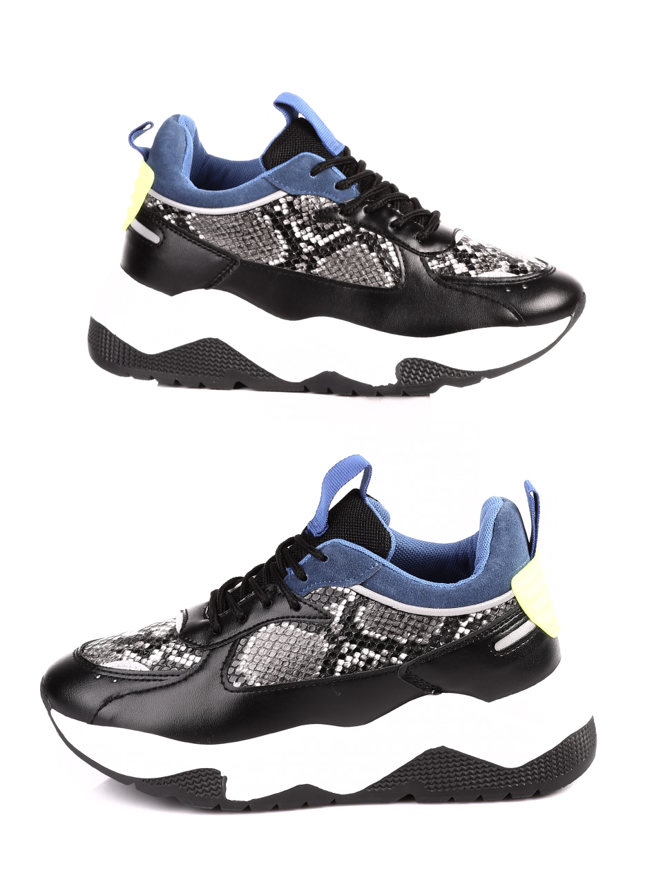 Ежедневни дамски обувки на платформа 3U-20616 black royal blue