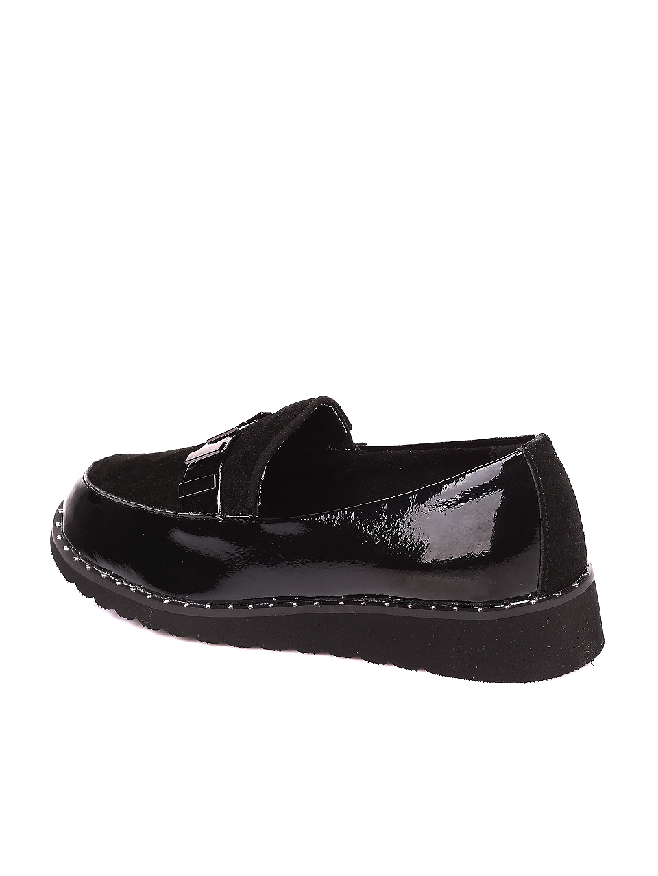 Ежедневни дамски лачени обувки в черно 3AF-20645 black