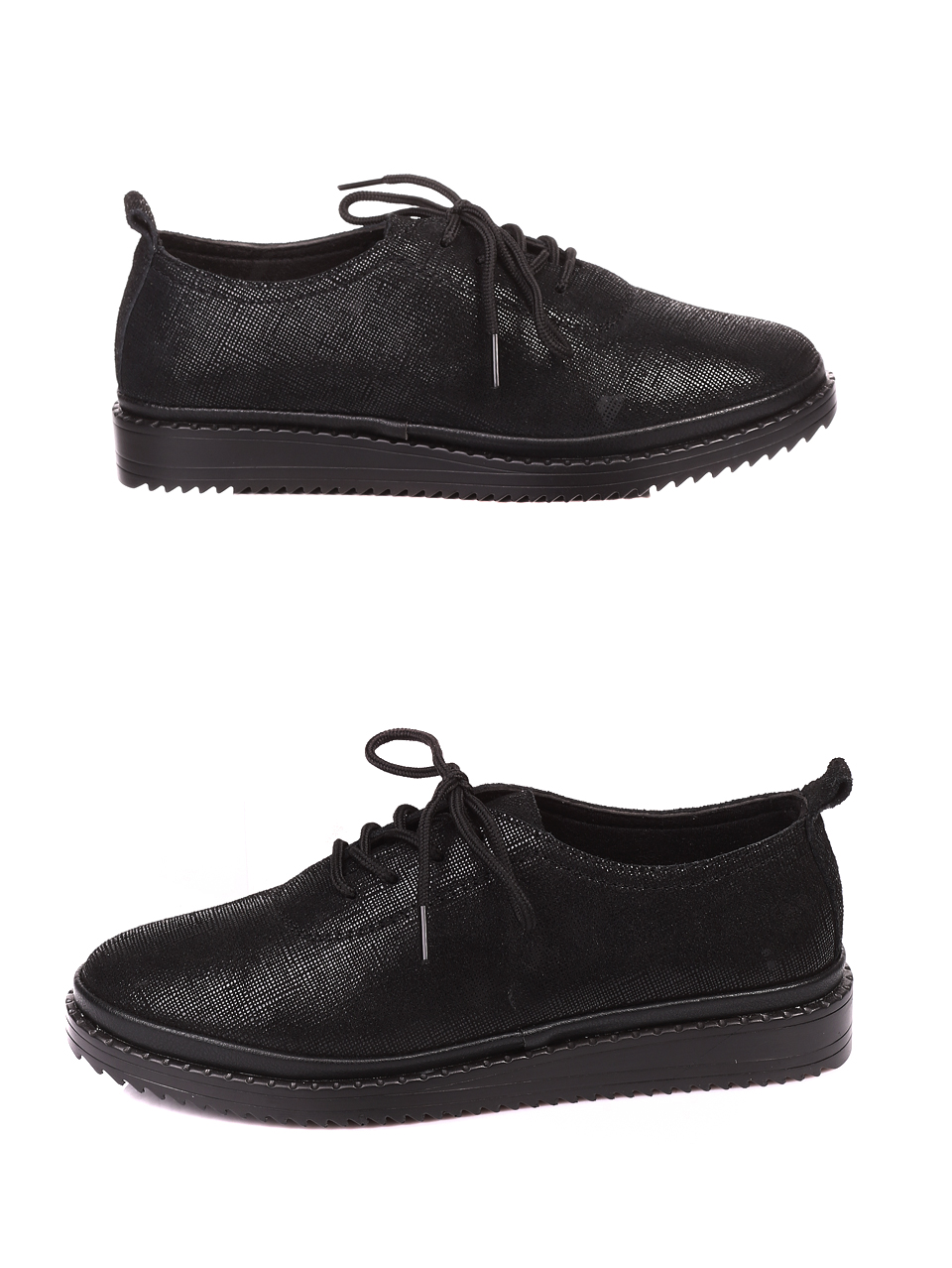 Ежедневни дамски обувки от естествена кожа в черно 3AF-20647 black