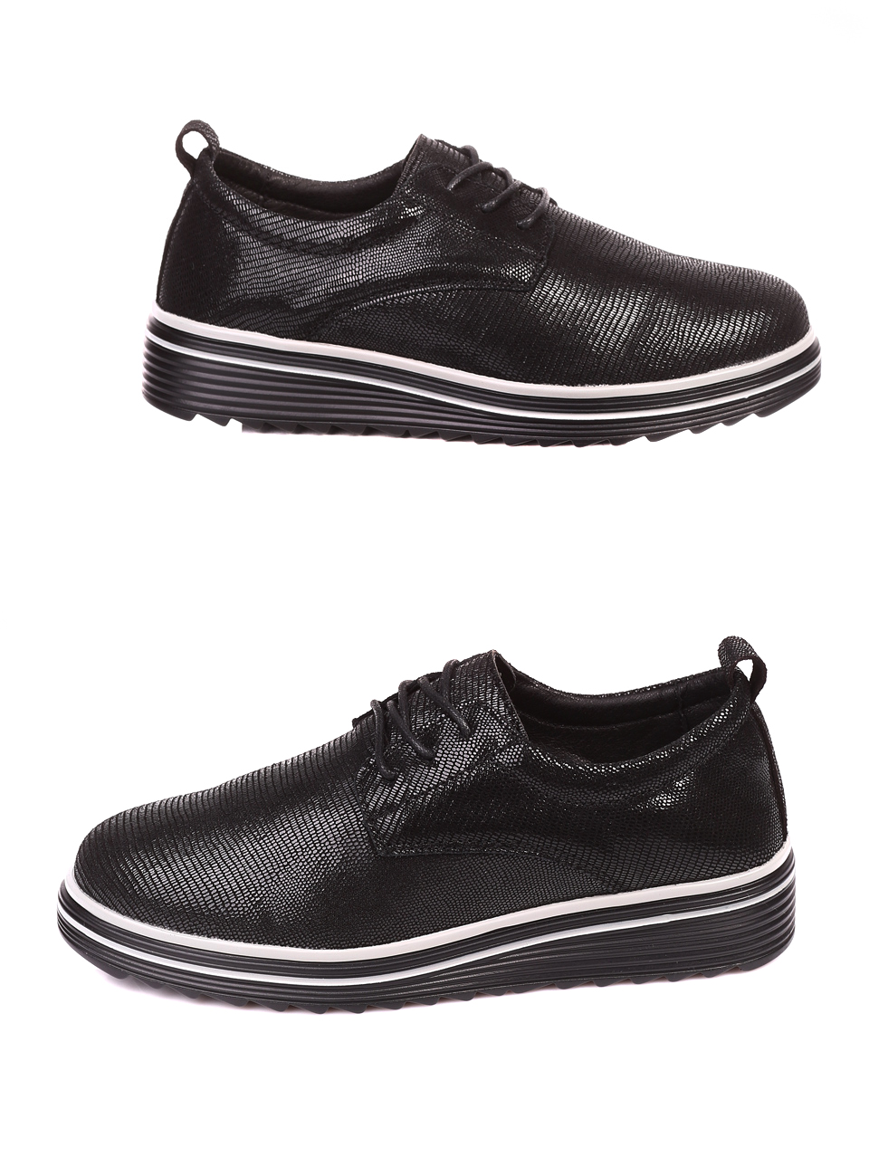 Ежедневни дамски обувки от естествена кожа в черно 3AF-20652 black