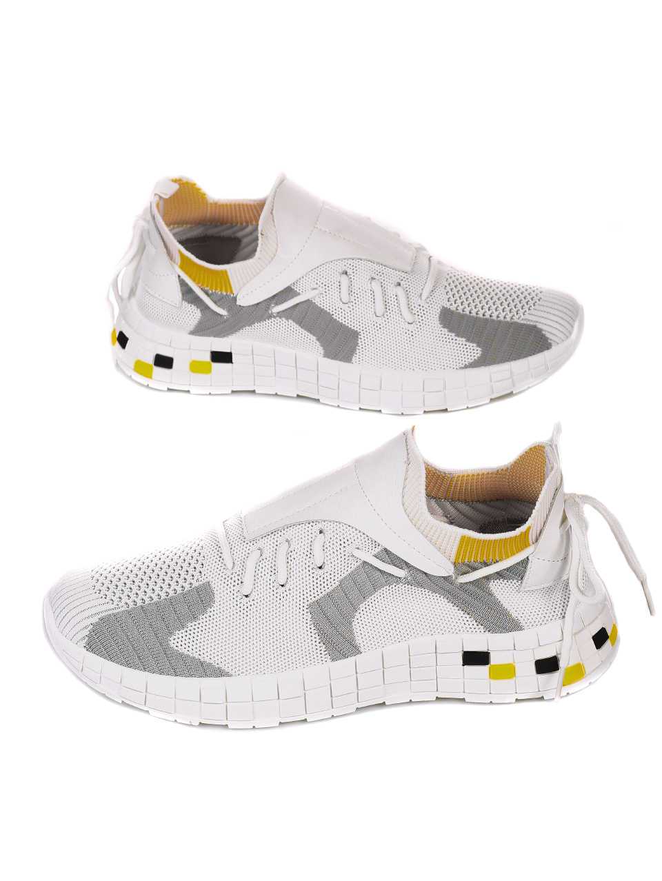 Ежедневни мъжки обувки в бяло и жълто 7U-21060 white/yellow