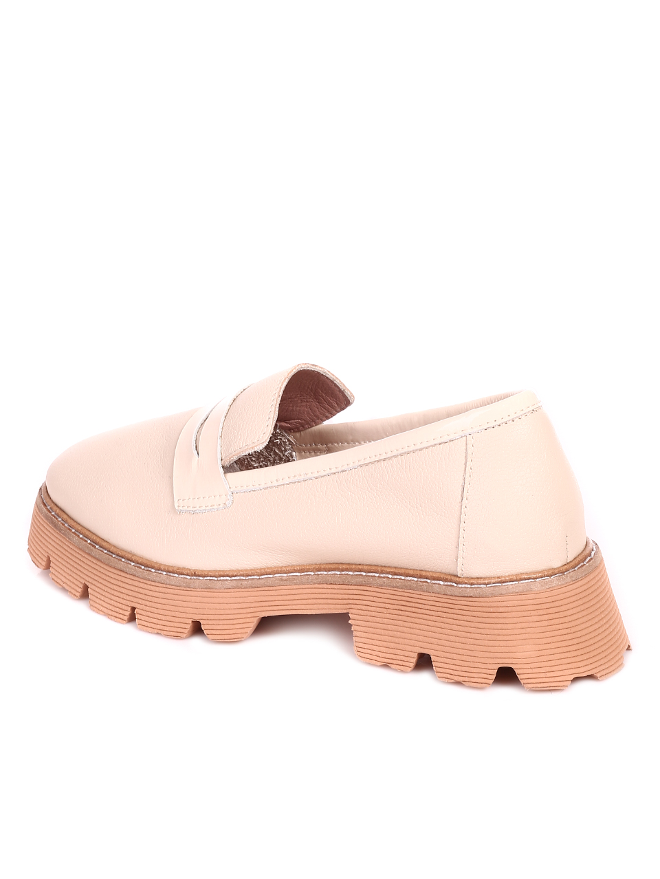 Дамски обувки от естествена кожа и естествен лак 3AT-21311 beige