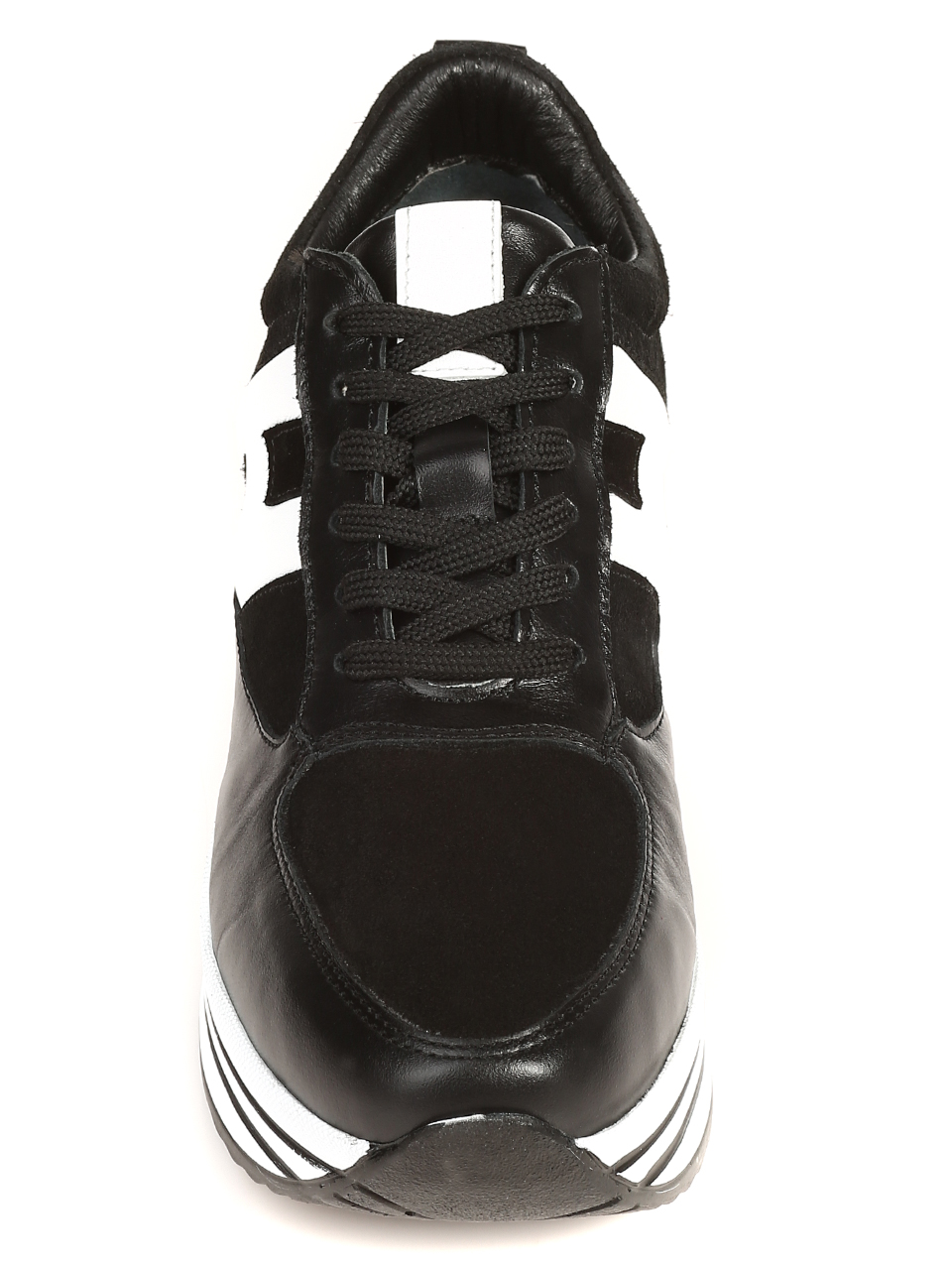 Ежедневни дамски обувки от естествена кожа и велур  в черно 3AT-21313 black