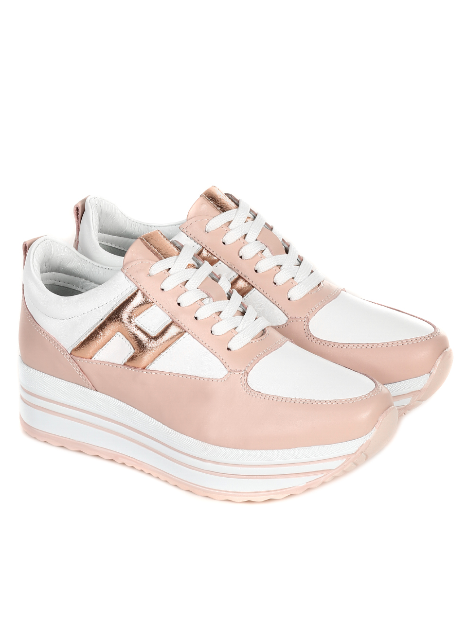 Ежедневни дамски обувки от естествена кожа 3AT-21313 pink