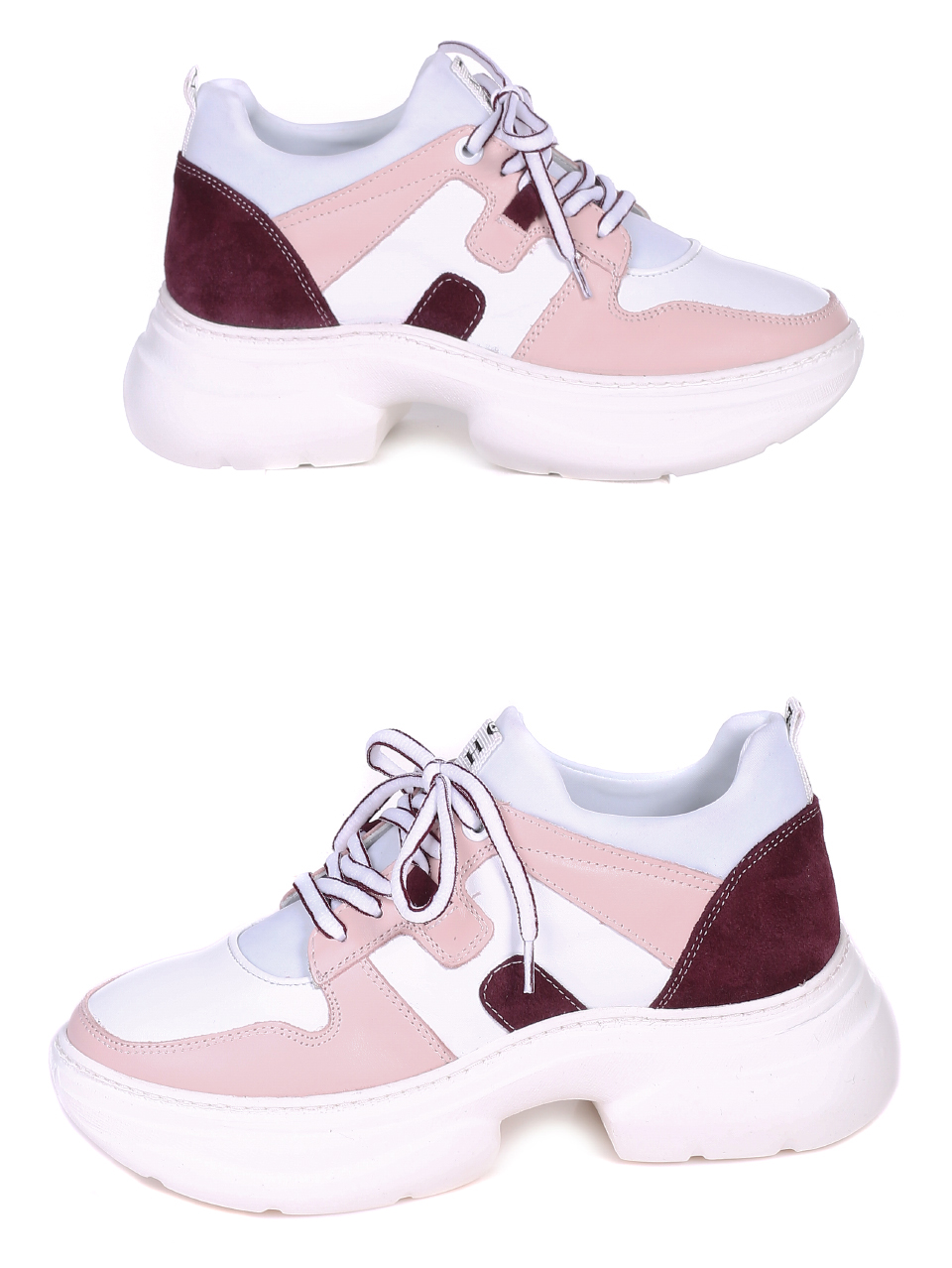 Ежедневни дамски обувки от естествена кожа 3AT-21314 pink