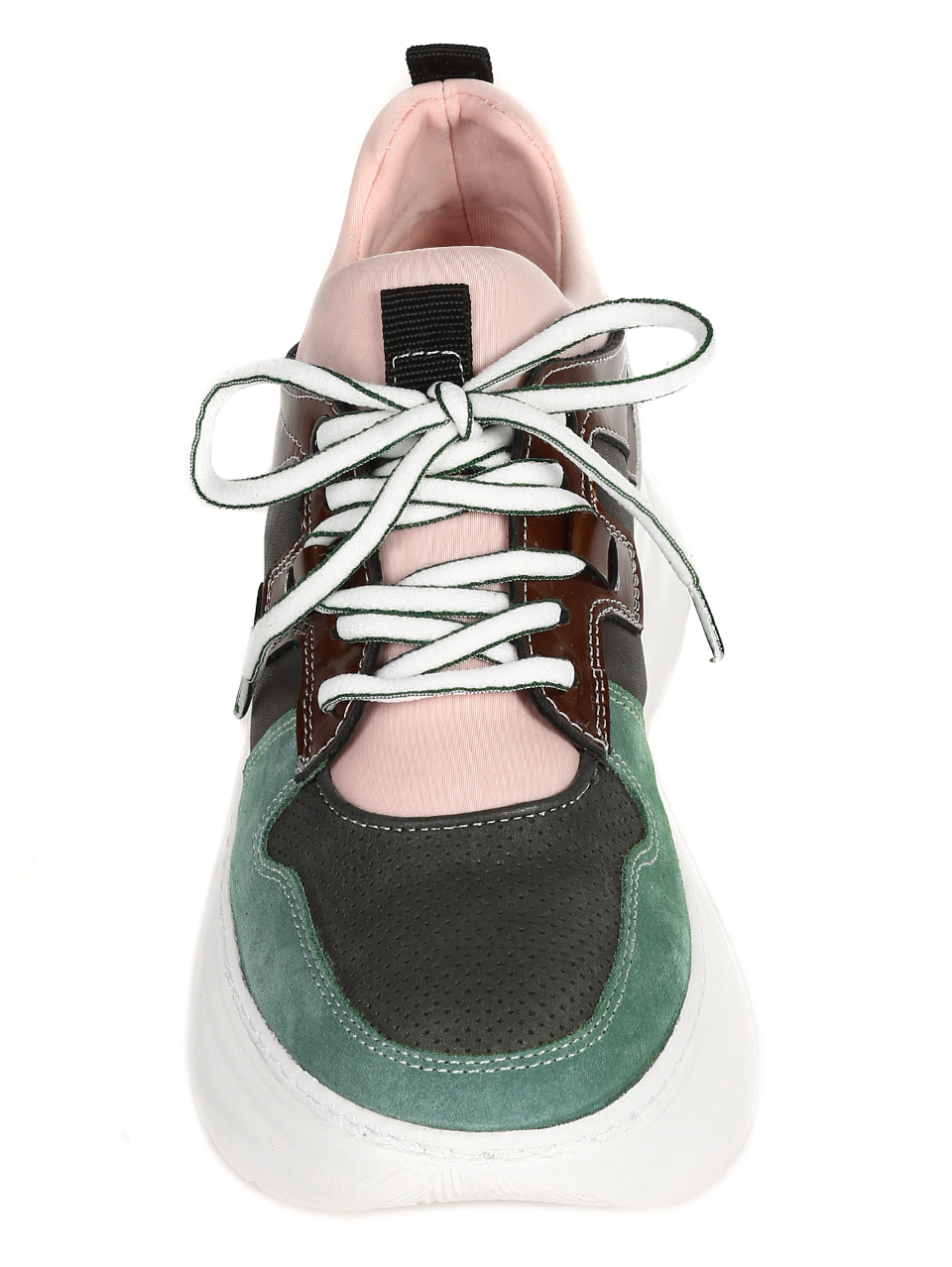 Дамски обувки от естествена кожа и естествен велур 3AT-21314 green