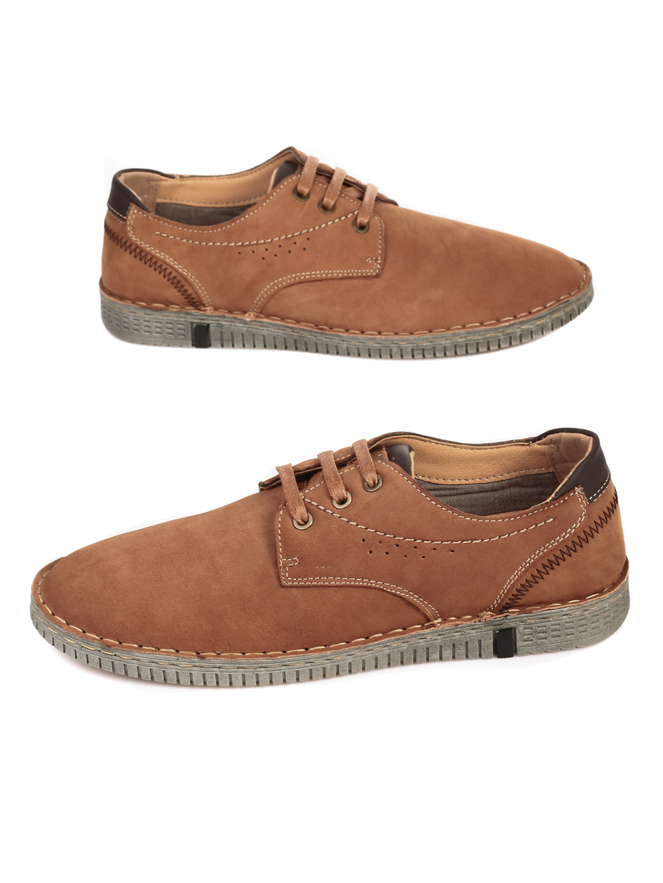 Ежедневни мъжки обувки от естествен набук 7W-21243 brown