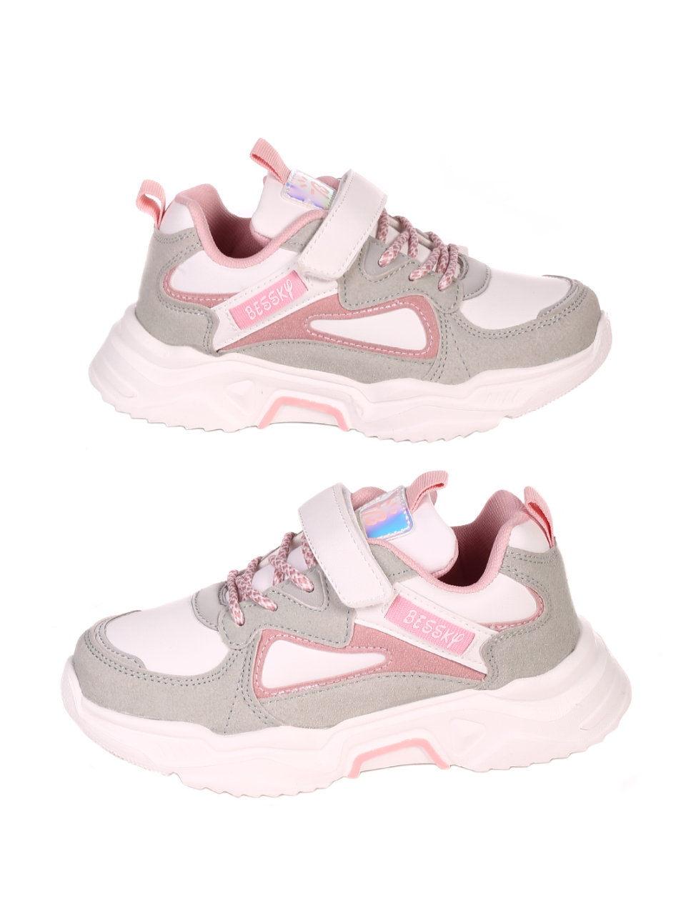 Ежедневни детски обувки в бяло и розово 18P-21082 white/pink