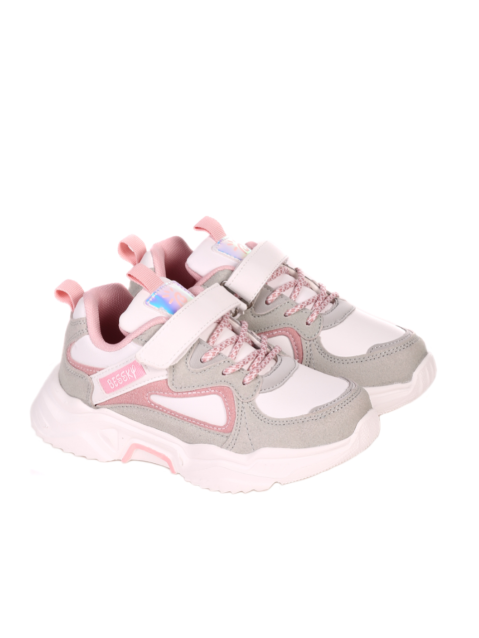 Ежедневни детски обувки в бяло и розово 18P-21082 white/pink