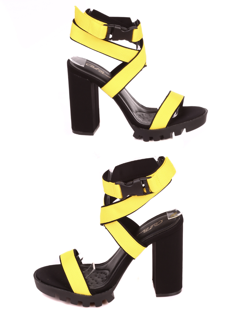 Елегантни дамски сандали на ток 4M-21024 yellow