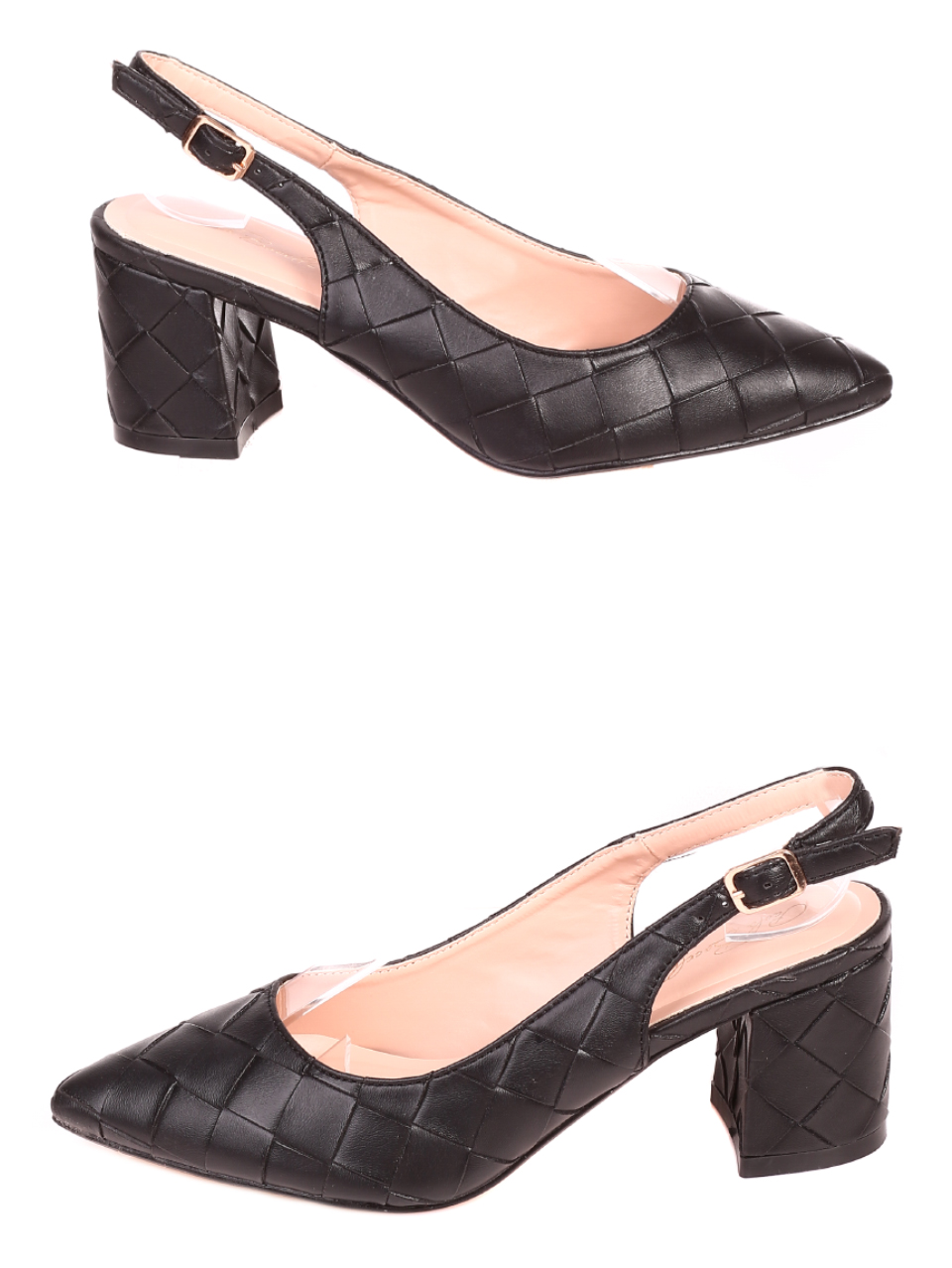 Ежедневни дамски обувки на ток в черно 3M-21043 black