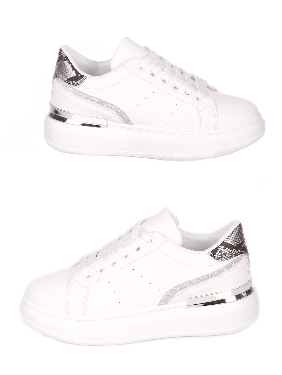 Ежедневни дамски обувки в бяло 3U-21001 white/grey