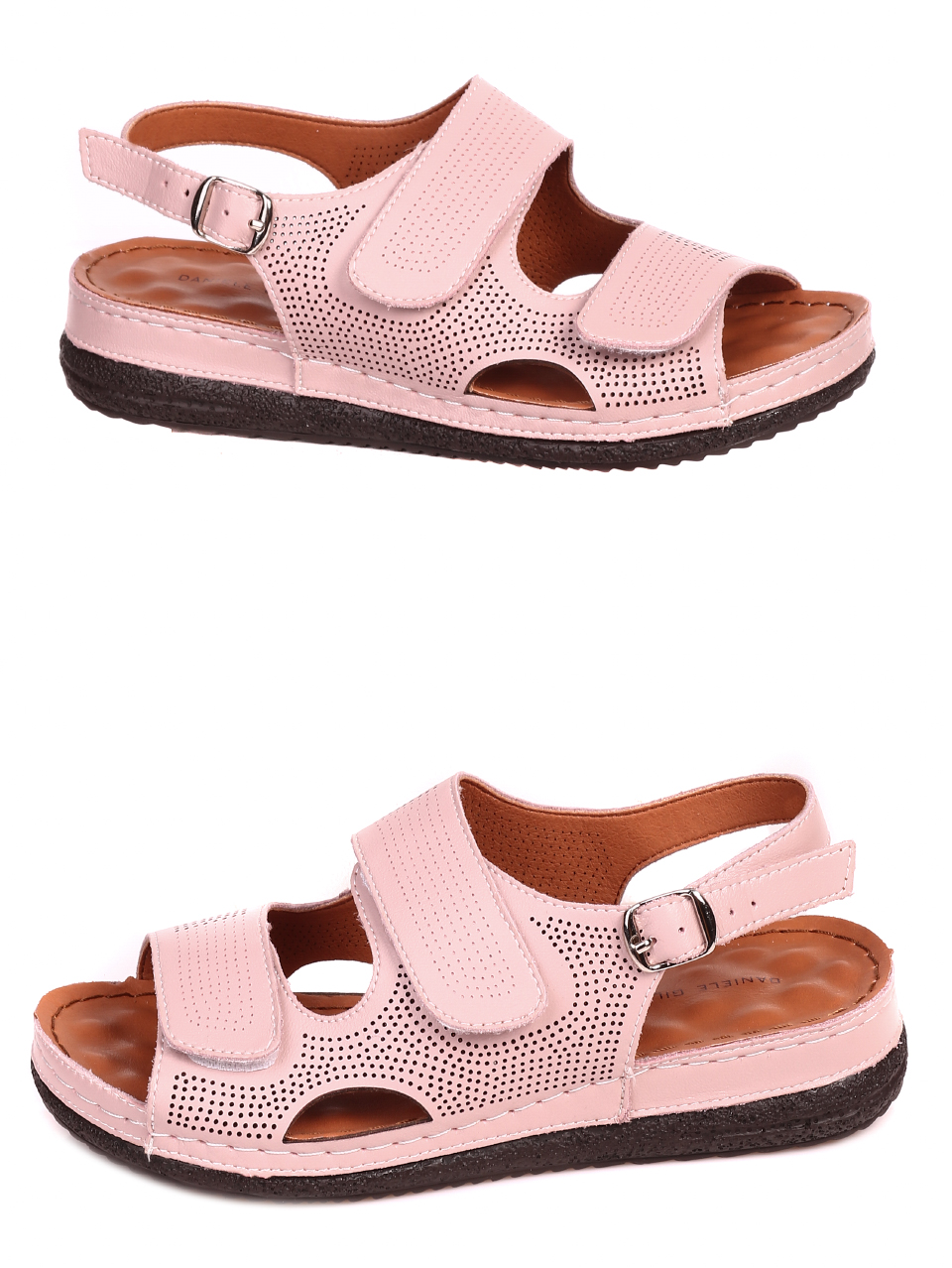 Ежедневни дамски сандали от естествена кожа 4AF-21172 pink