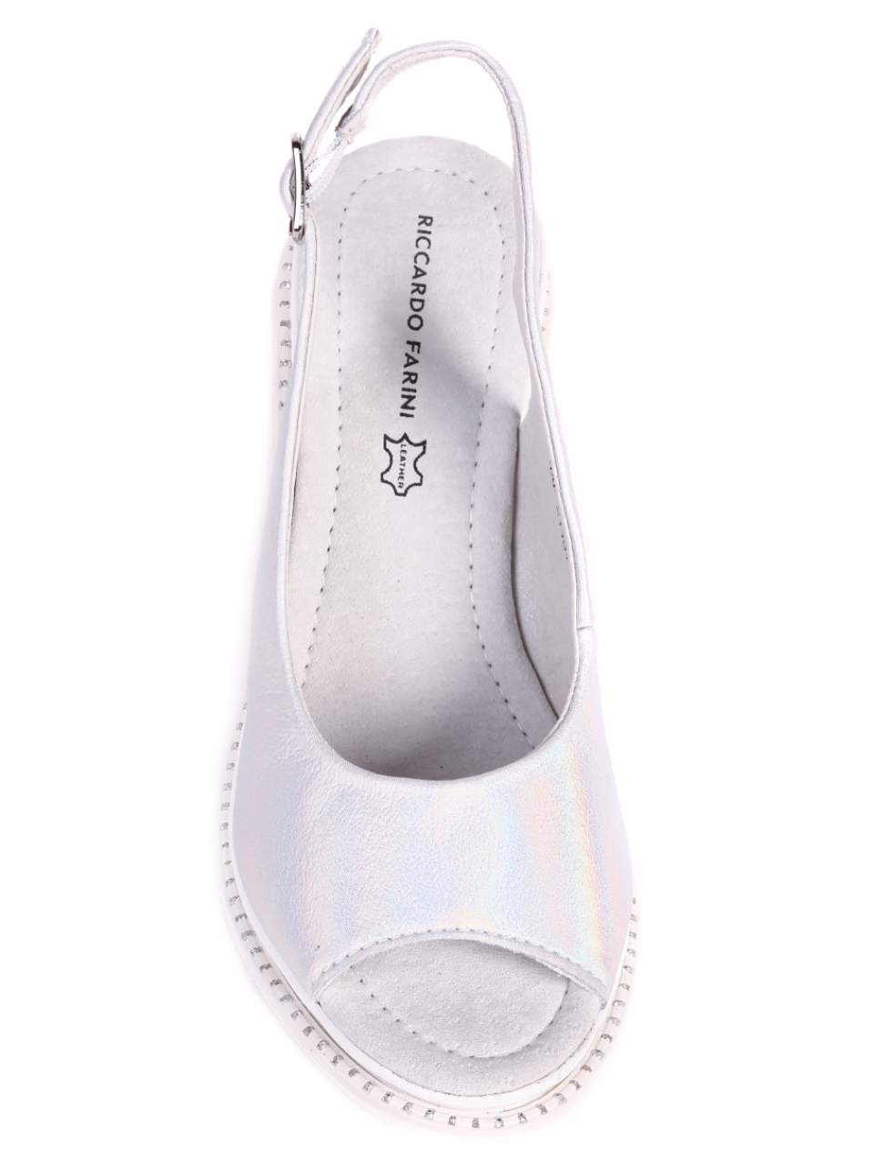 Ежедневни дамски сандали от естествена кожа 4AF-21101 silver
