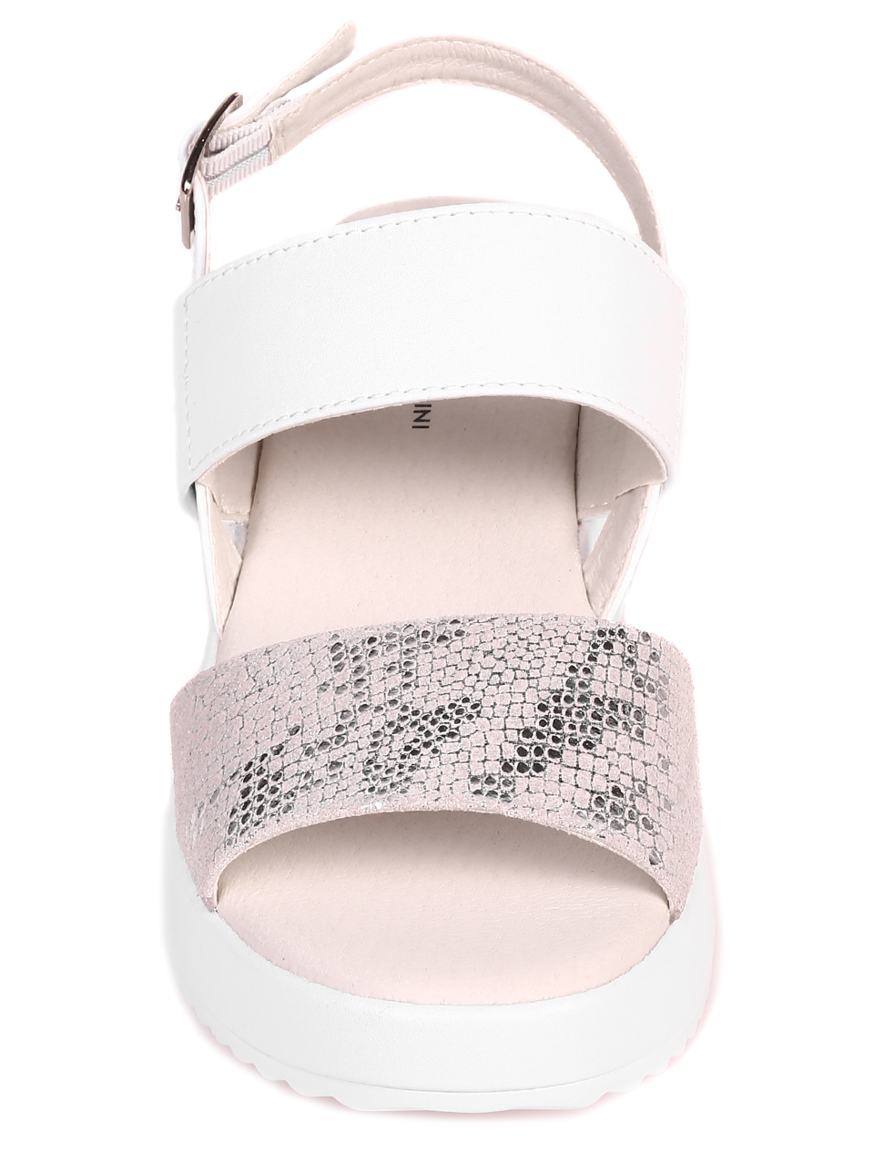 Ежедневни дамски сандали от естествена кожа 4AF-21113 silver