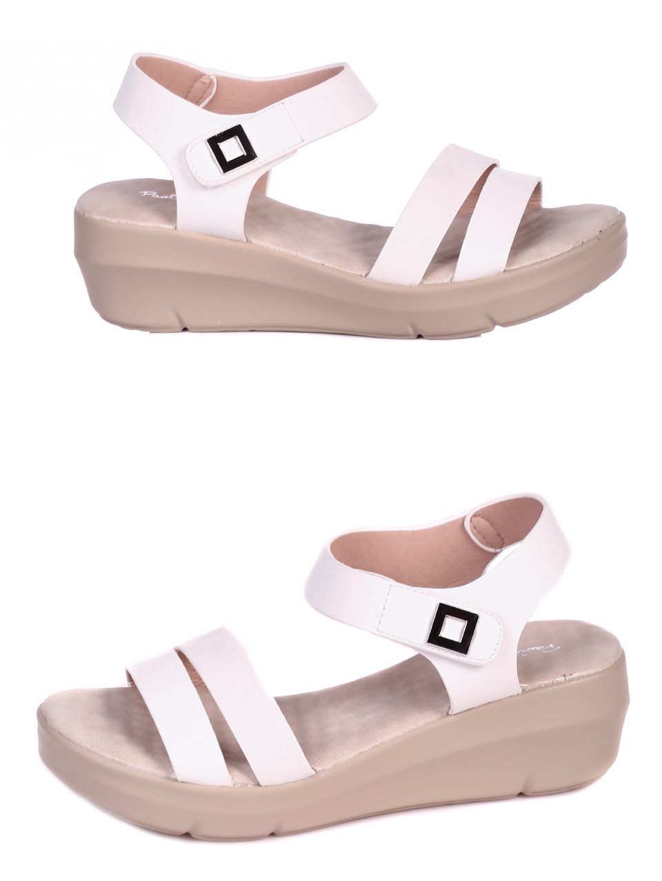 Ежедневни дамски комфортни сандали на платформа 4C-21129 white