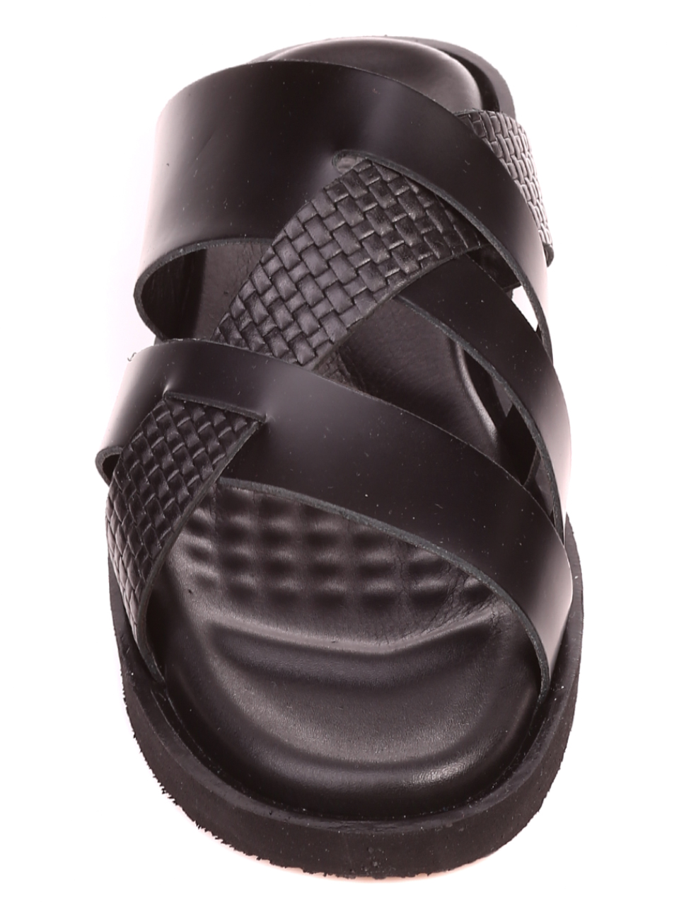 Ежедневни мъжки чехли от естествена кожа 8AT-21339 black