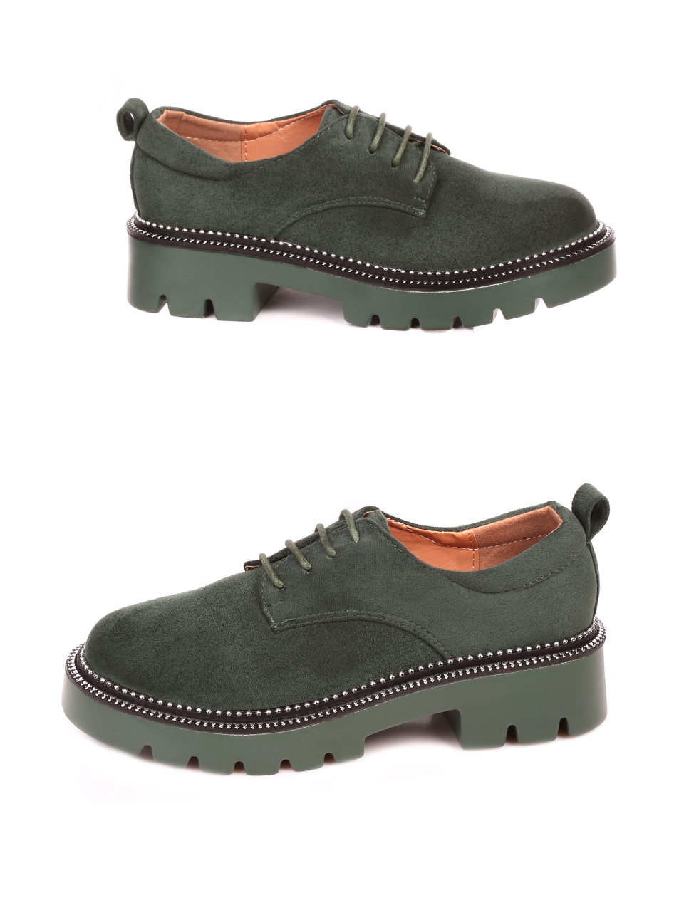 Ежедневни дамски обувки в зелено 3R-21634 green