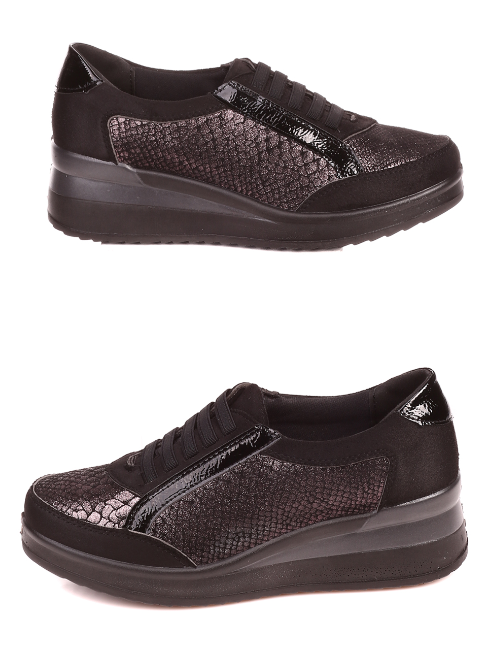 Ежедневни дамски обувки на платформа в черно 3C-21638 black