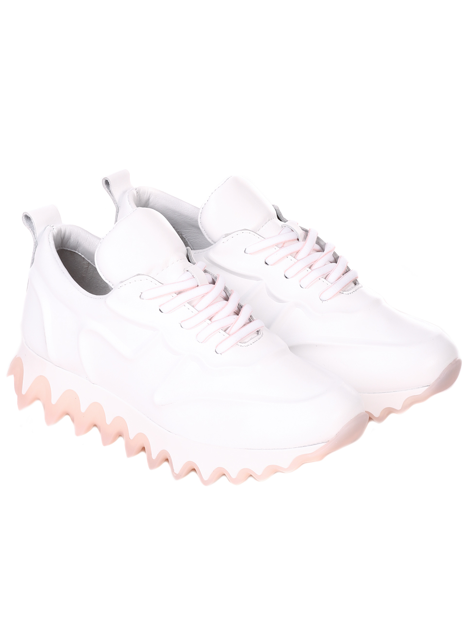 Ежедневни дамски обувки от естествена кожа в бяло 3AT-21770 white