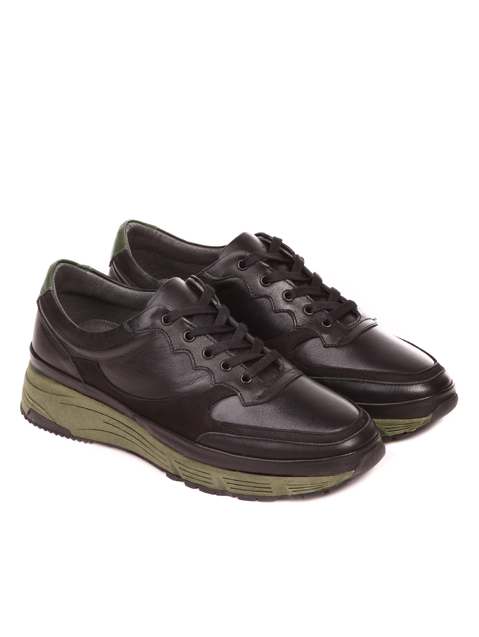 Ежедневни мъжки обувки от естествена кожа и естествен набук 7AT-21797 black