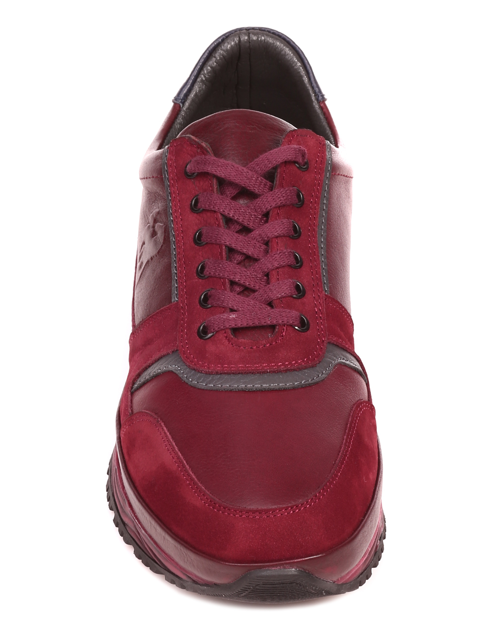 Ежедневни мъжки обувки от естествена кожа и естествен набук 7AT-21805 red