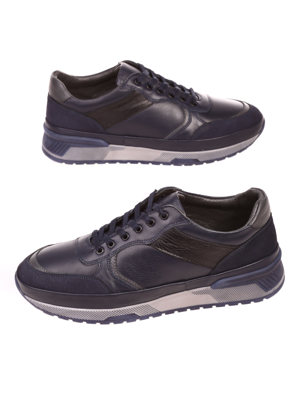 Ежедневни мъжки обувки от естествена кожа и естествен набук 7AT-21807 blue