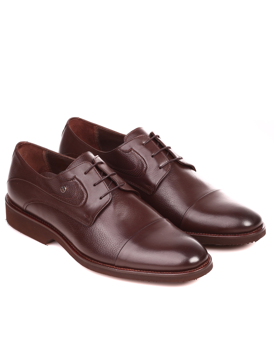 Елегантни мъжки обувки от естествена кожа 7AT-21857 brown