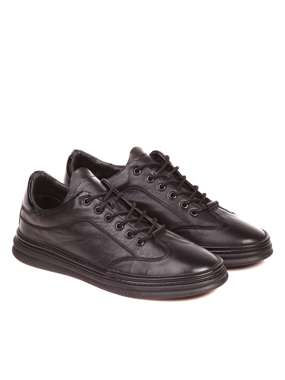 Ежедневни мъжки обувки от естествена кожа 7AT-21810 black
