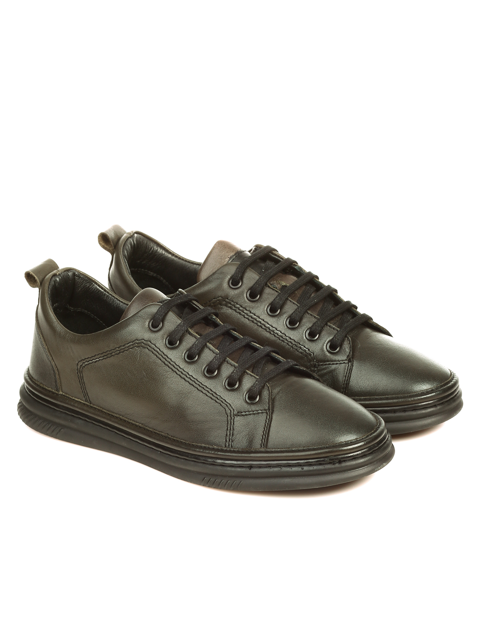 Ежедневни мъжки обувки от естествена кожа 7AT-21811 green/black