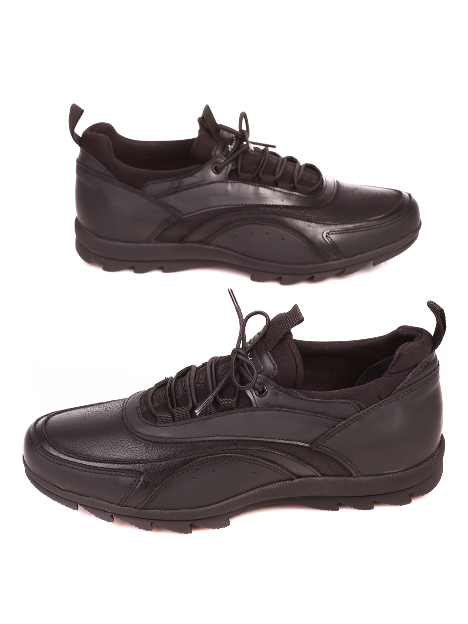 Ежедневни мъжки обувки от естествена кожа и естествен набук 7AT-21850 black