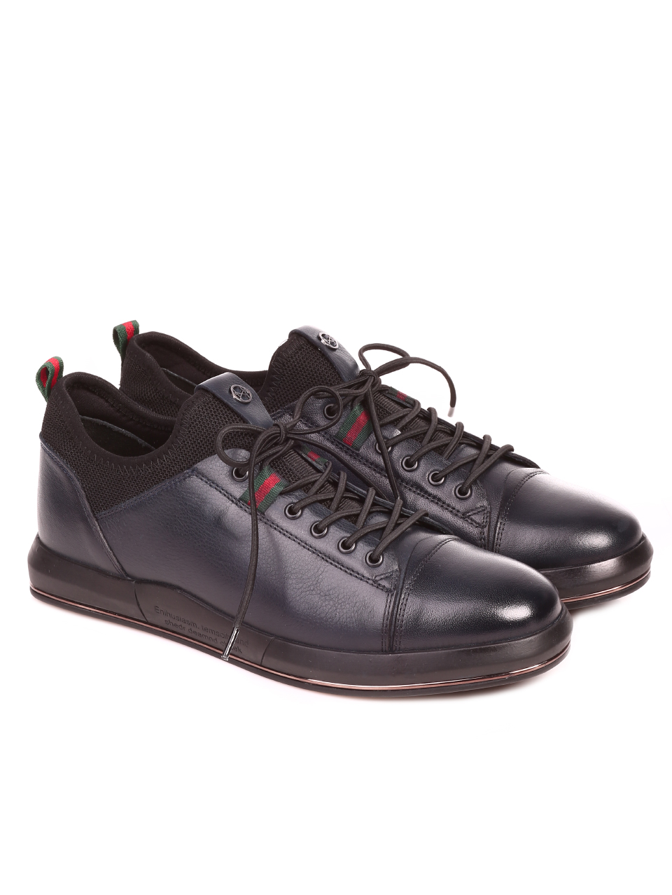Ежедневни мъжки обувки от естествена кожа 7AT-21868 navy