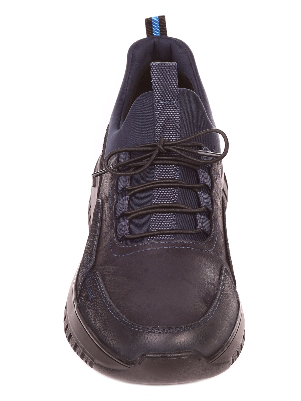 Ежедневни мъжки обувки от естествена кожа и естествен набук 7AT-21870 navy