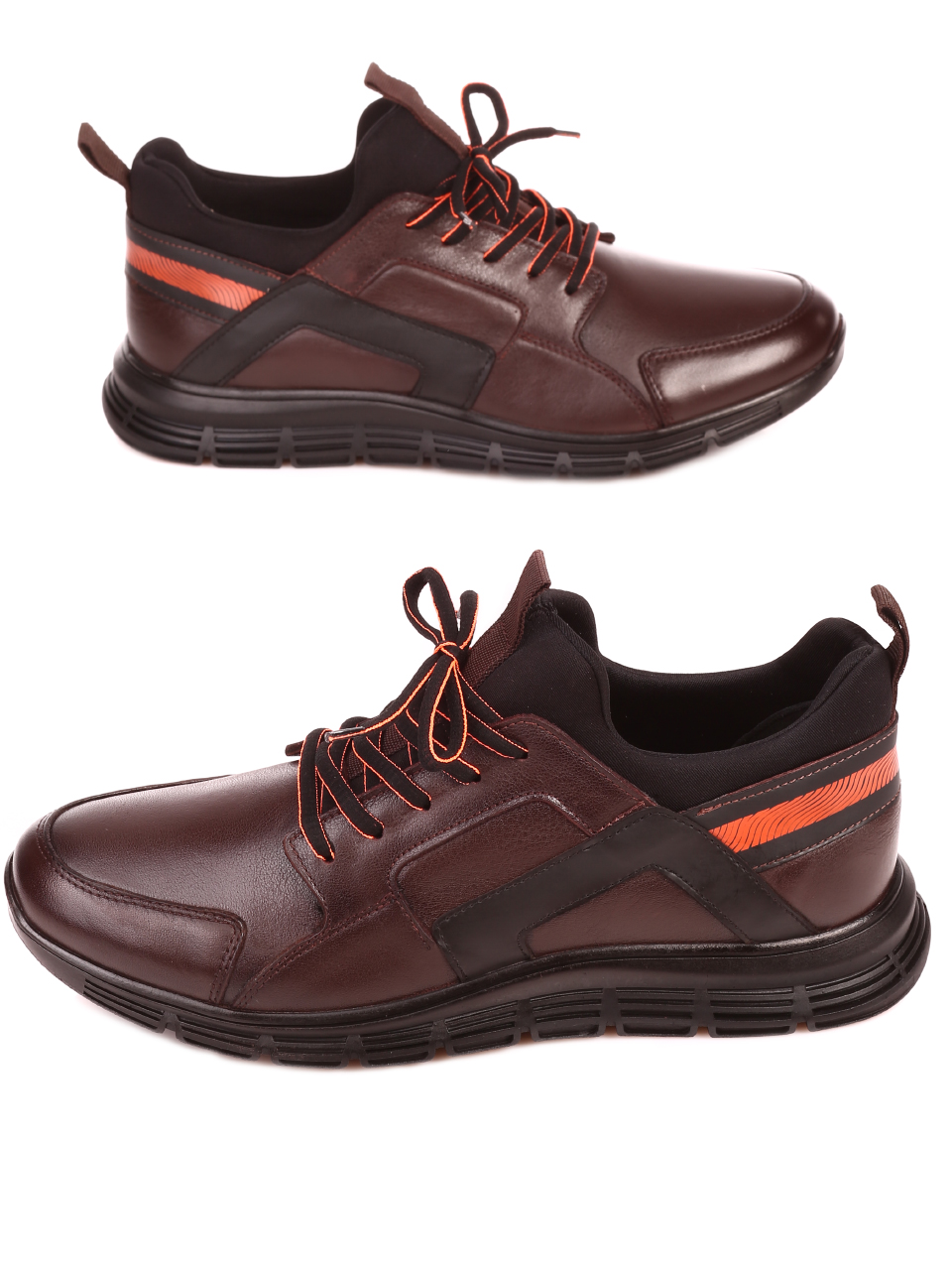 Ежедневни мъжки обувки от естествена кожа 7AT-21872 brown