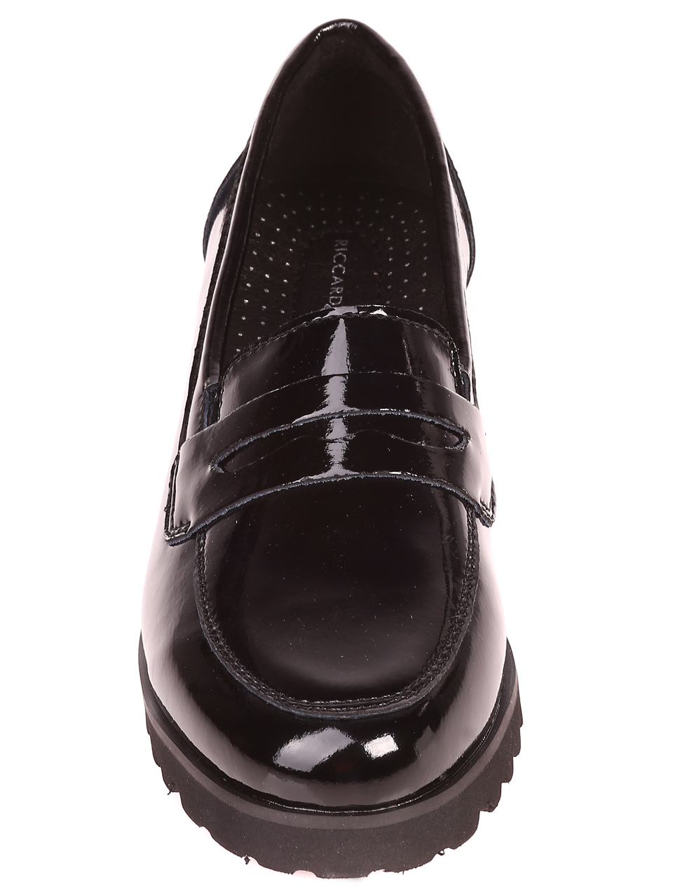 Дамски лачени мокасини в черно 3AF-21554 black leather