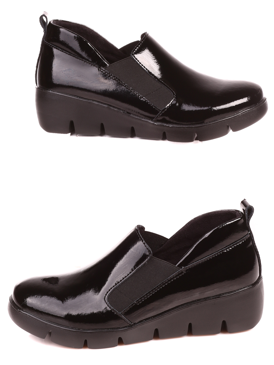 Ежедневни дамски лачени обувки в черно 3AF-21566 black 