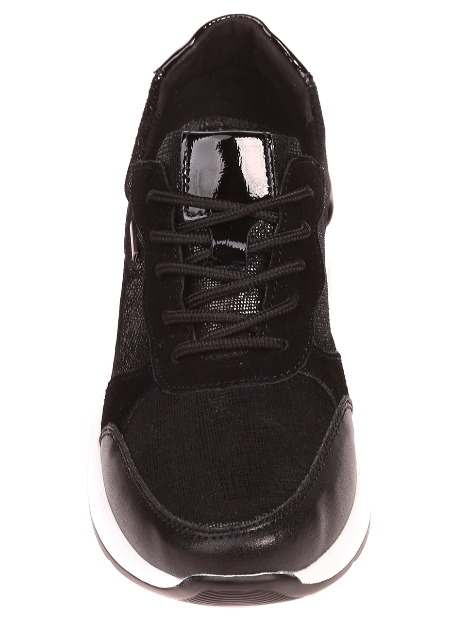 Ежедневни дамски обувки от естествеа кожа и велур в черно 3AF-21569 black