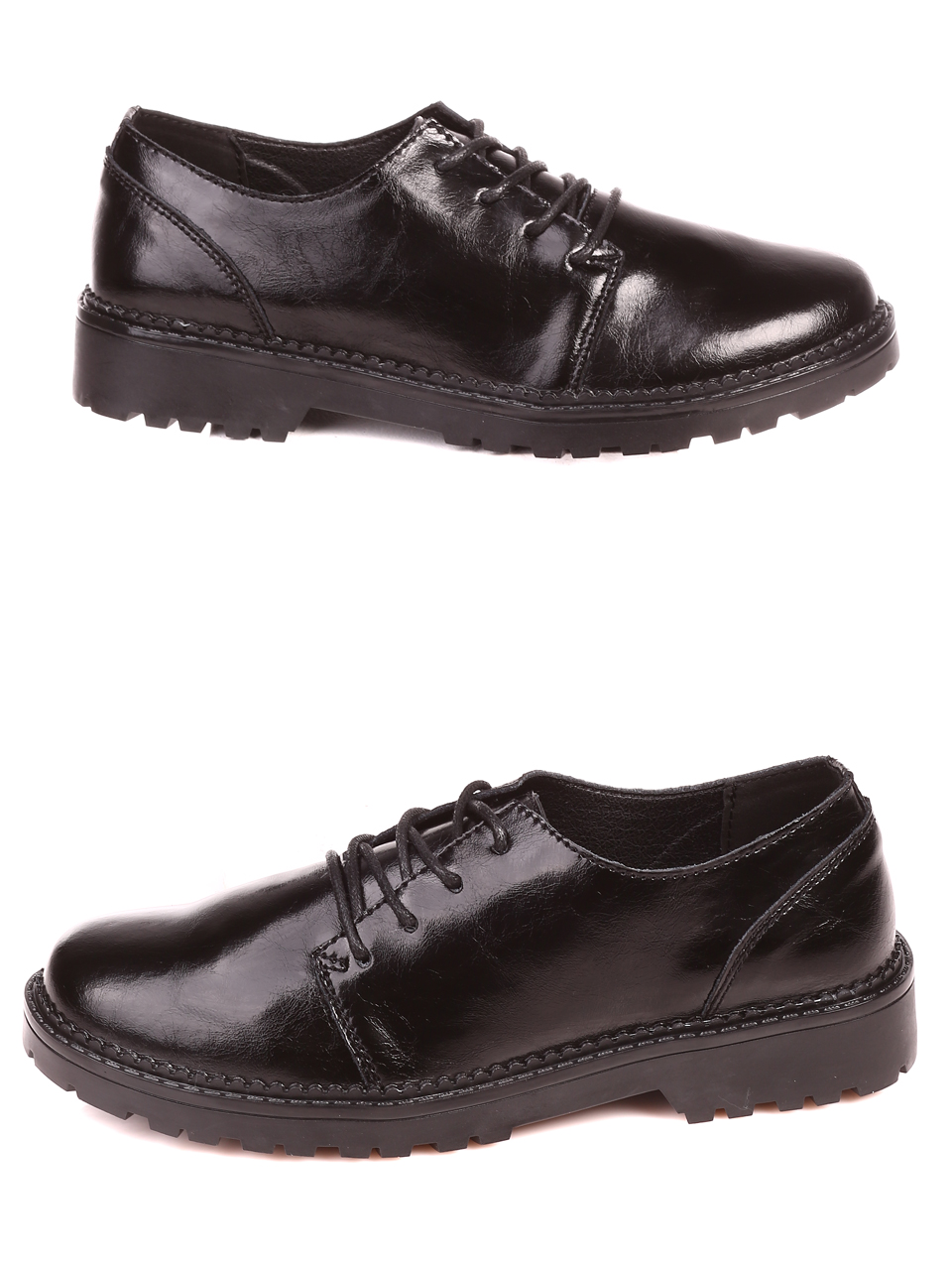 Ежедневни дамски лачени обувки в черно 3AF-21570 black
