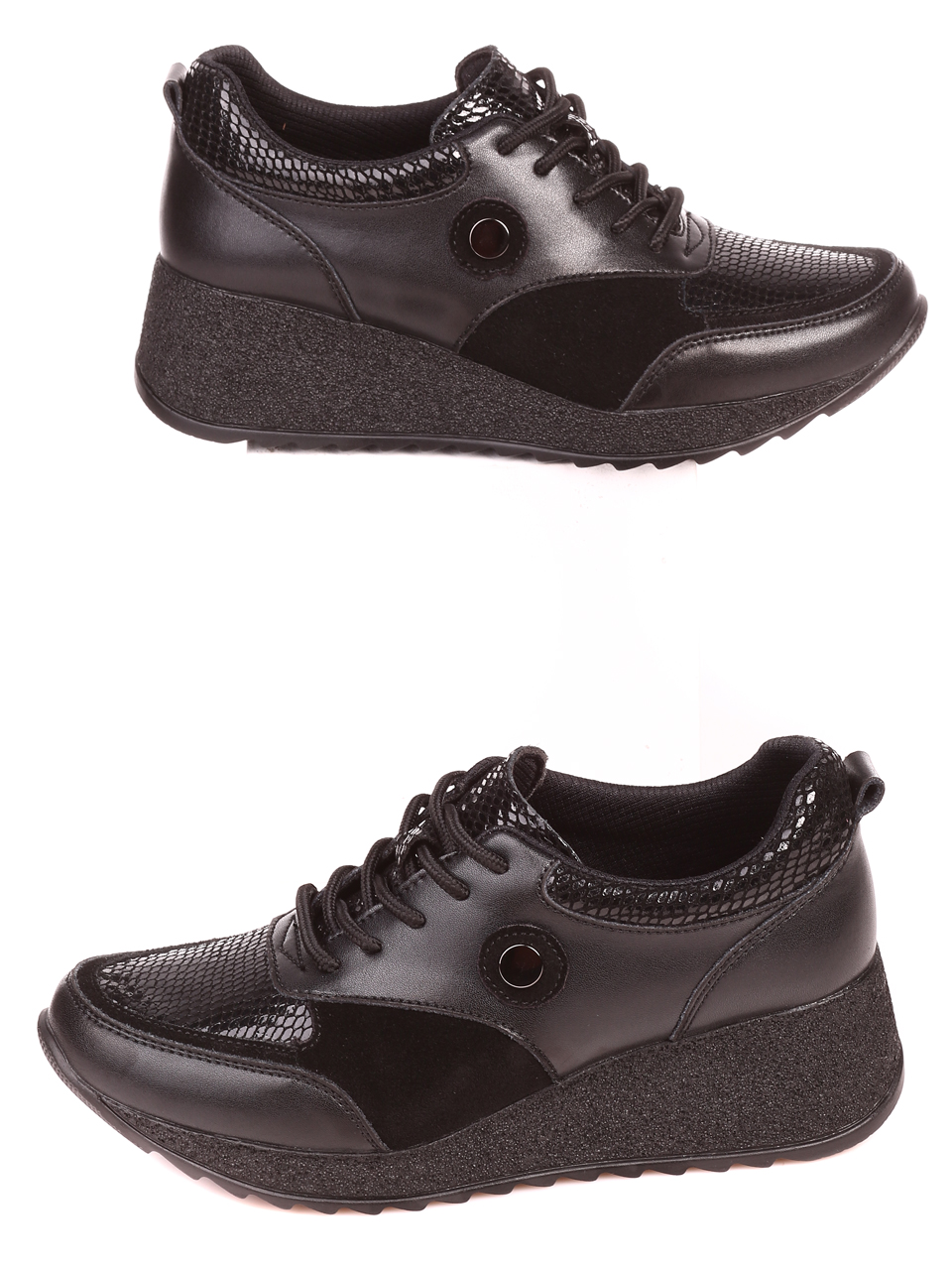 Ежедневни дамски обувки от естествена кожа в черно 3AF-21577 black 
