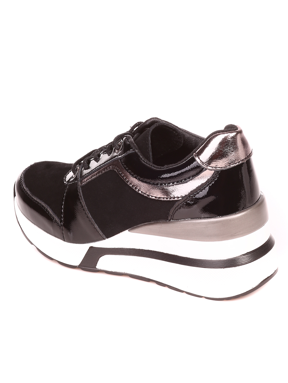 Ежедневни дамски обувки в черно и сиво 3AF-21578 black/pewter