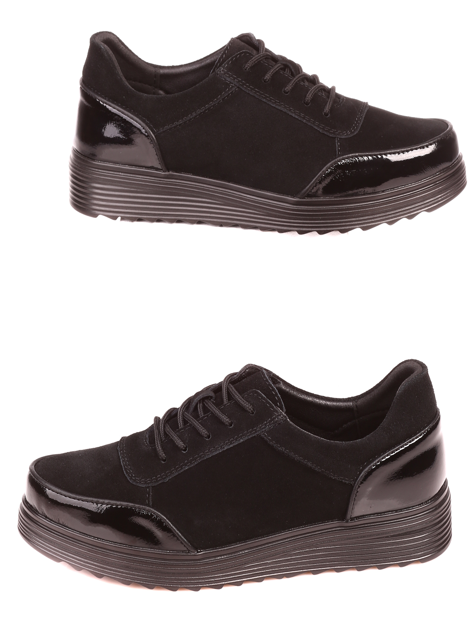 Ежедневни дамски обувки от велур в черно 3AF-21580 black 