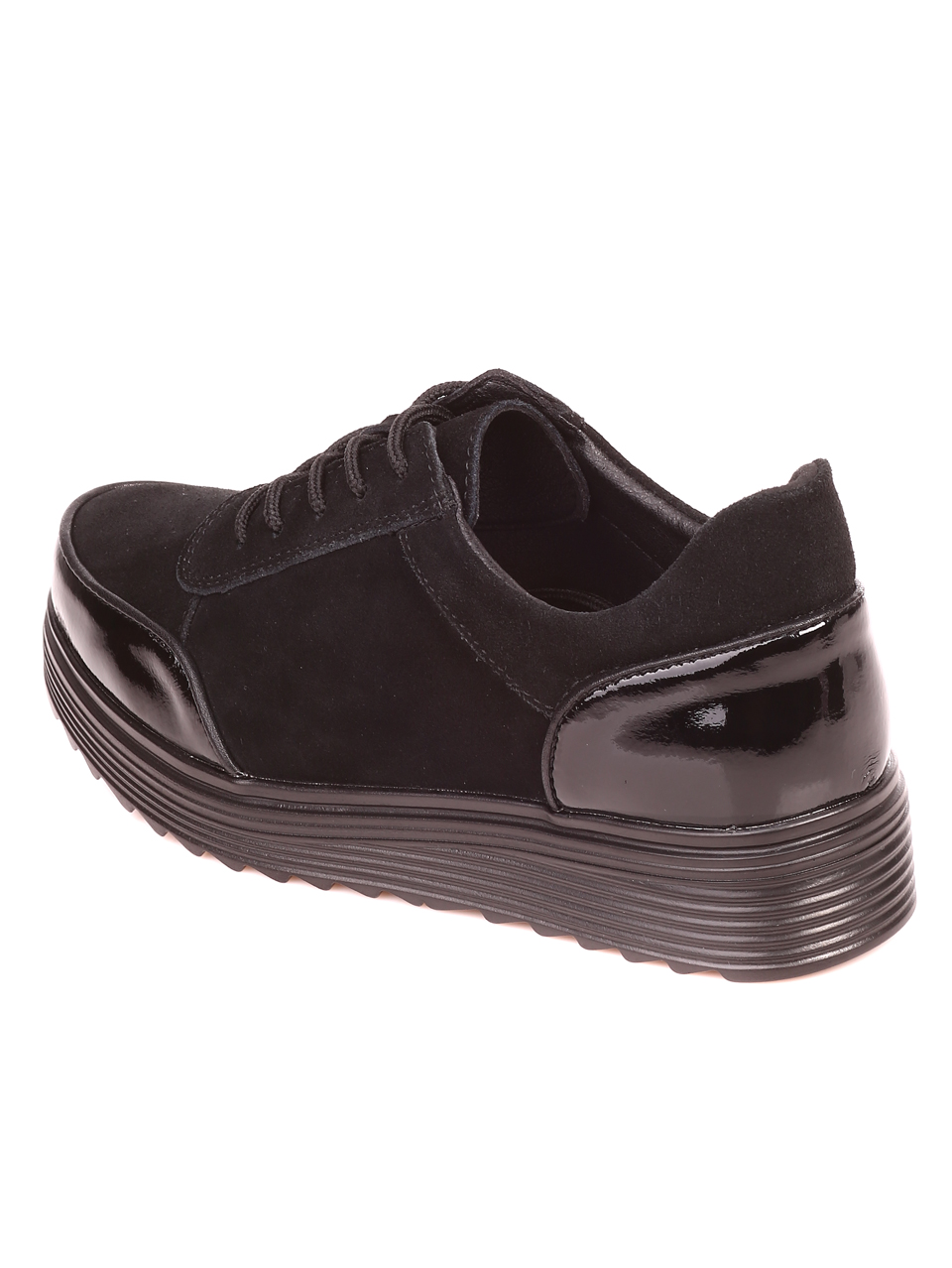 Ежедневни дамски обувки от велур в черно 3AF-21580 black 
