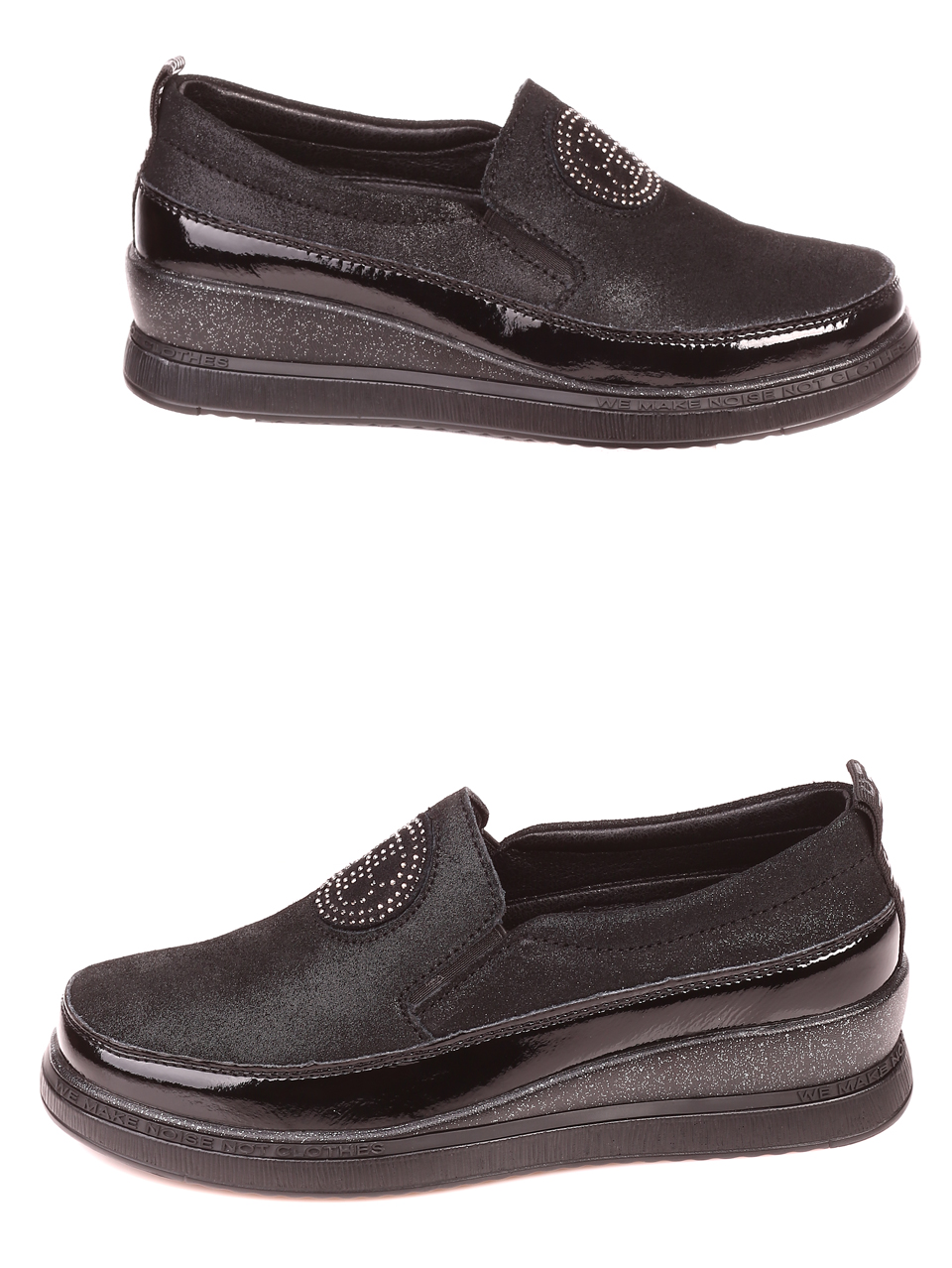 Ежедневни дамски обувки от естествена кожа в черно 3AF-21583 all black 