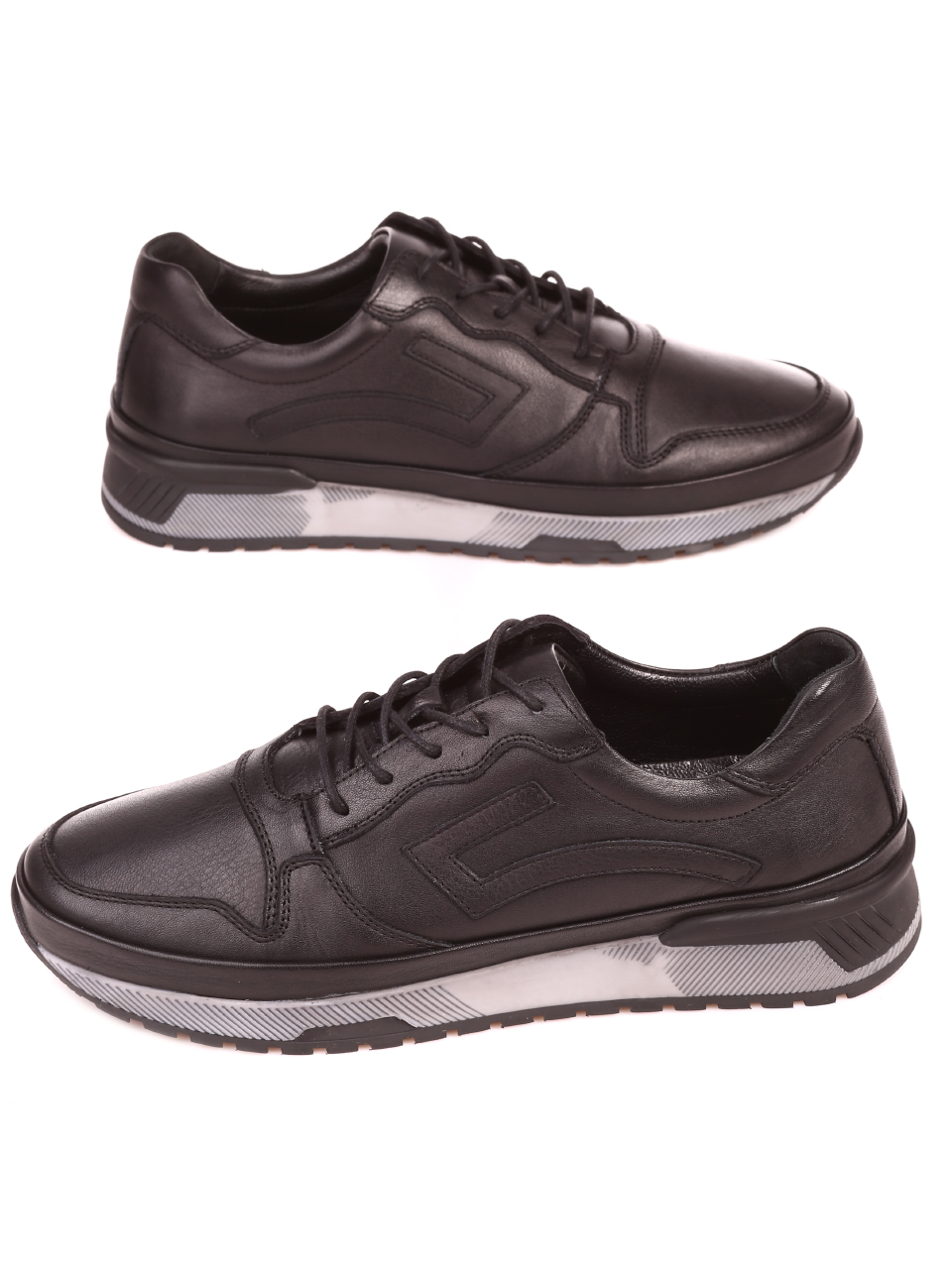Ежедневни мъжки обувки от естествена кожа 7AT-21804 black