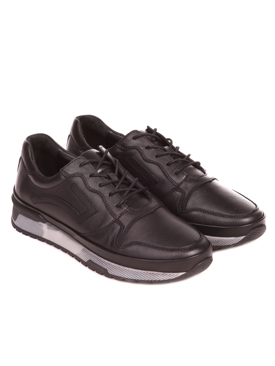 Ежедневни мъжки обувки от естествена кожа 7AT-21804 black
