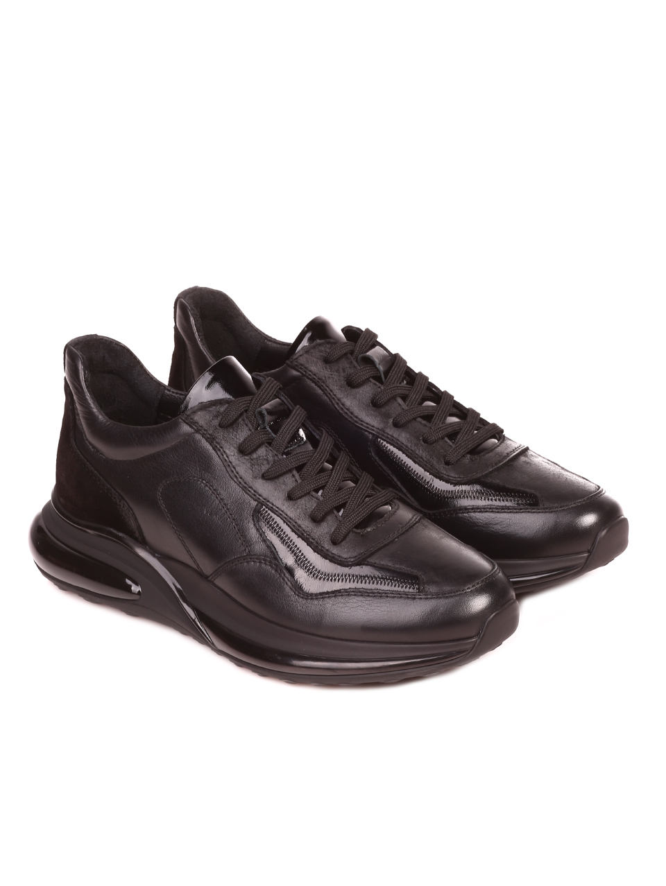 жедневни мъжки обувки от естествена кожа и естествен велур 7AT-21860 black