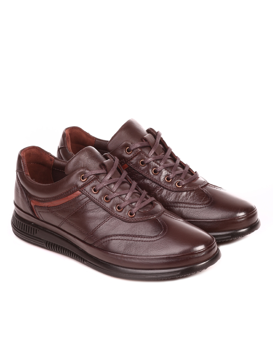 Ежедневни мъжки обувки от естествена кожа 7AT-21881 brown