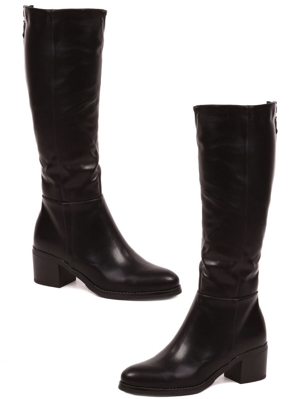 Ежедневни дамски ботуши в черно 1R-21625 black pu
